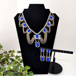 Vintage Inspired Glam Rhinestone Necklace Earrings Set
